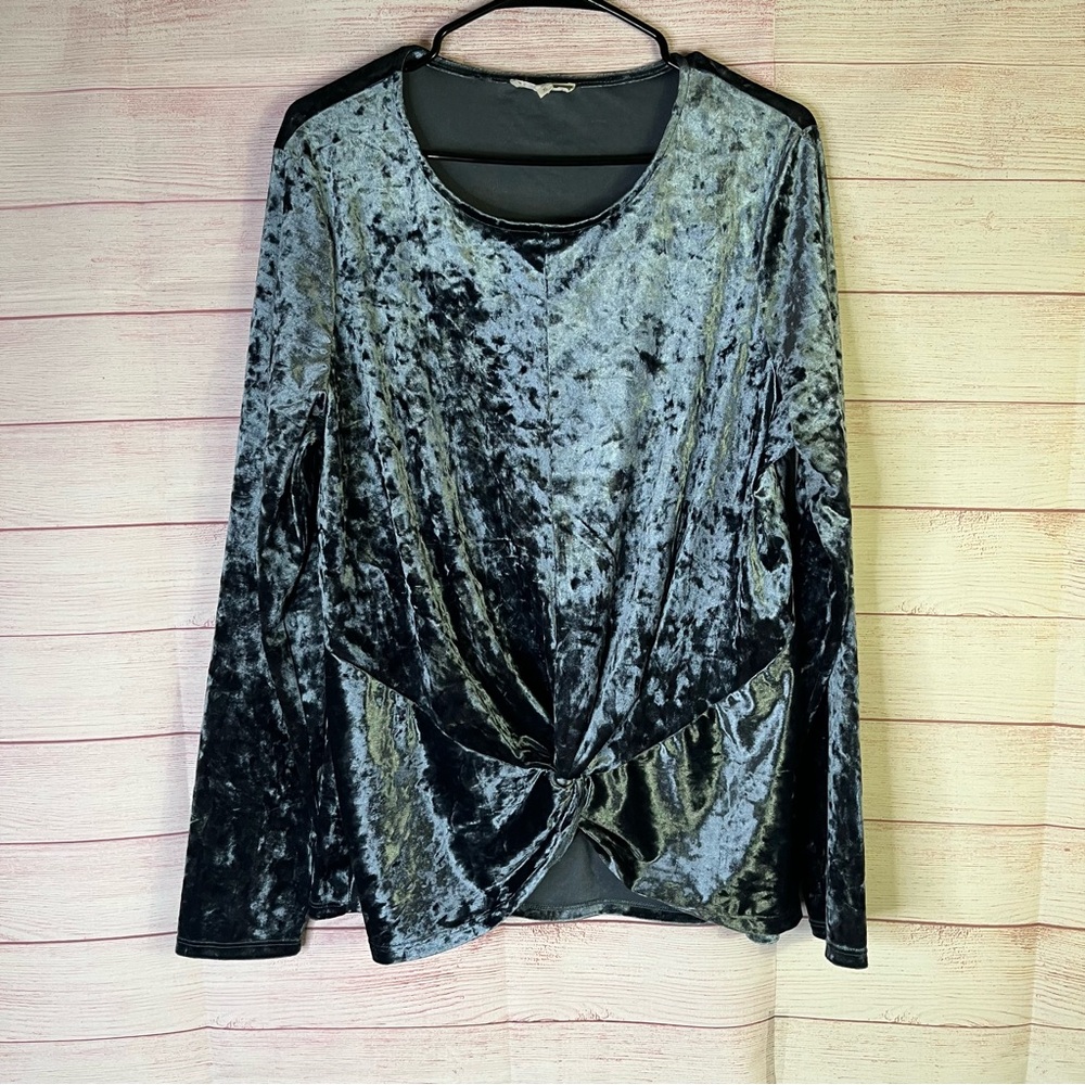 Pleione Long Sleeve Blush‎ Crushed Velvet Top Size XL